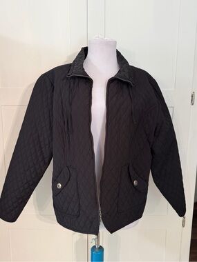 Chico's Black Quilted Bomber Jacket